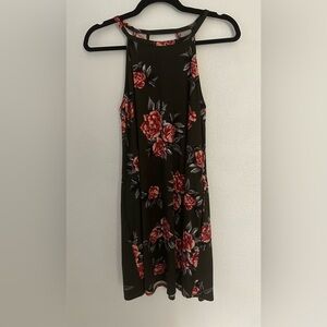 Floral Sleeveless Dress- Red and Black